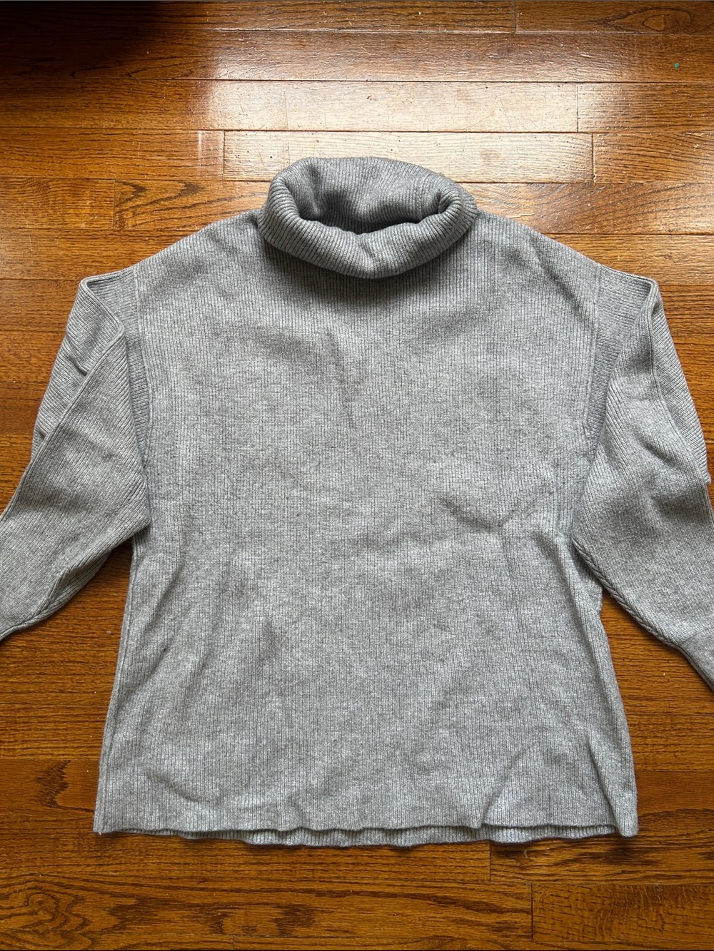 Free People Gray Turtleneck Sweater - Classic Rib Knit